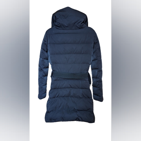 EUC ZARA Basic black gold hardware exposed zip down midi length quilted puffer - Picture 6 of 9